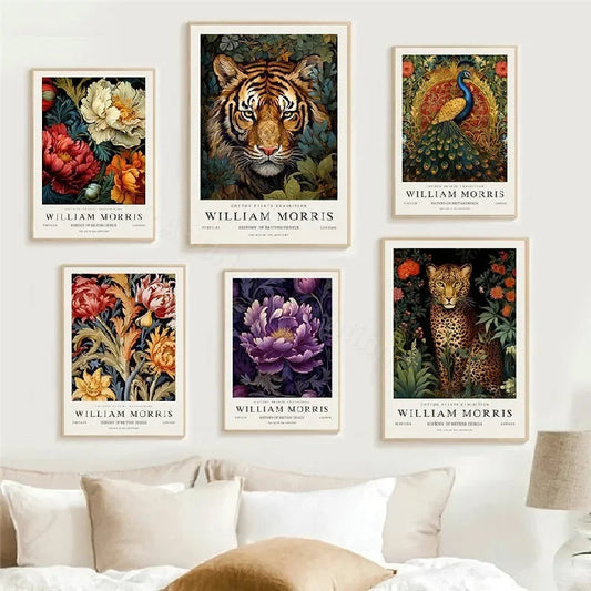 William Morris Wall Art Flowers Tiger Peacock Canvas Prints