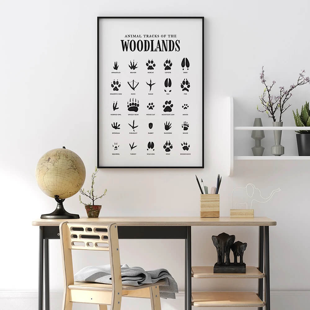 Woodland Animals Tracks Print Minimalist Poster Wall Art
