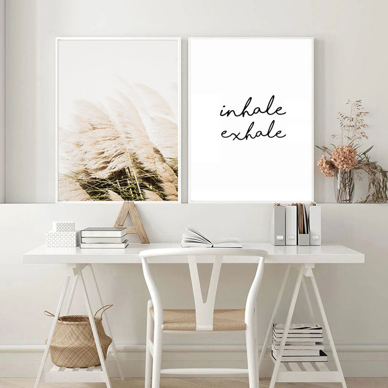 Yoga Namaste Pampas Grass Canvas Prints