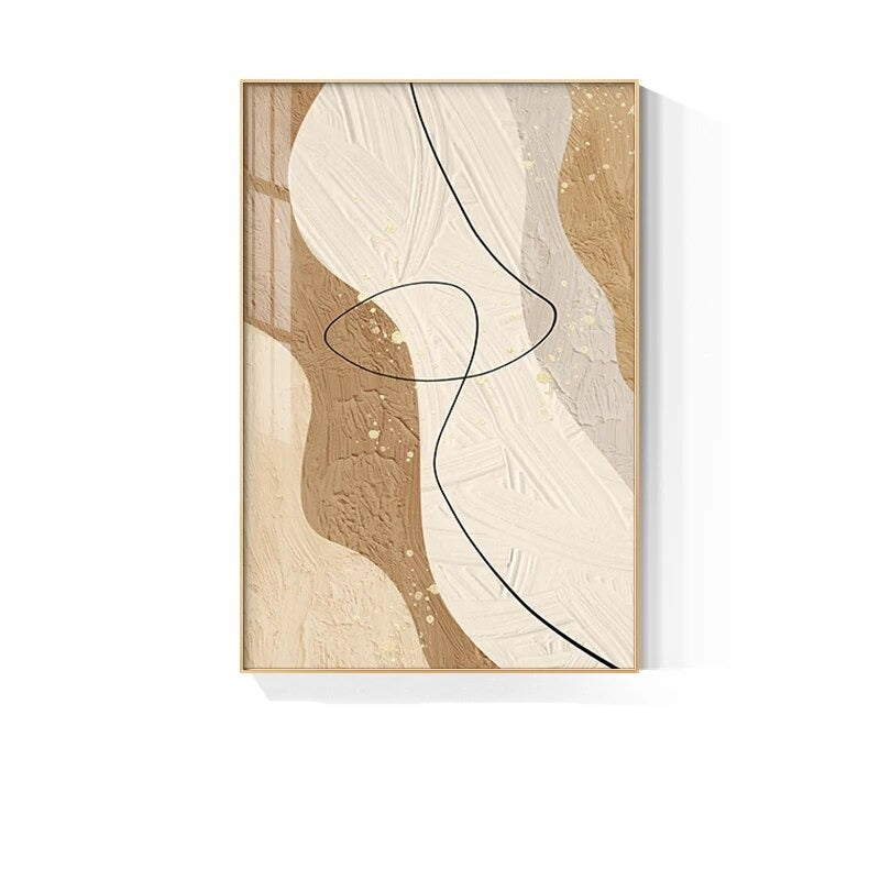 Abstract art piece with wavy lines on a beige background