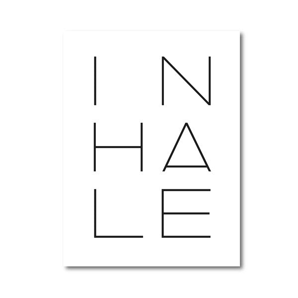 Inhale Exhale Black & White Minimalist Canvas Prints