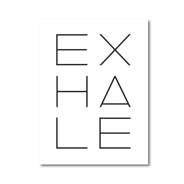 Inhale Exhale Black & White Minimalist Canvas Prints
