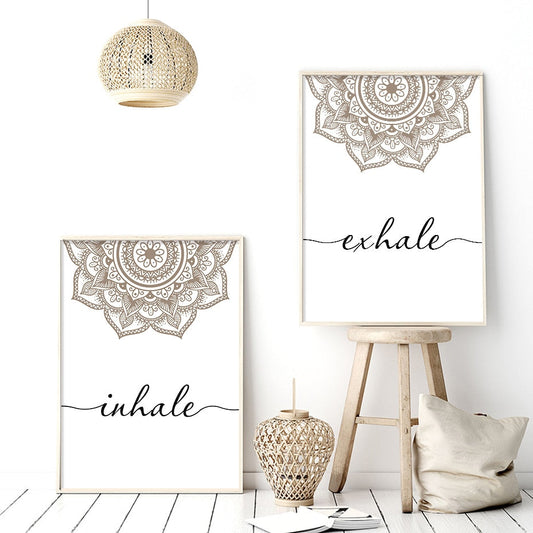 Scandinavian Floral Mandala Inhale Exhale Wall Art