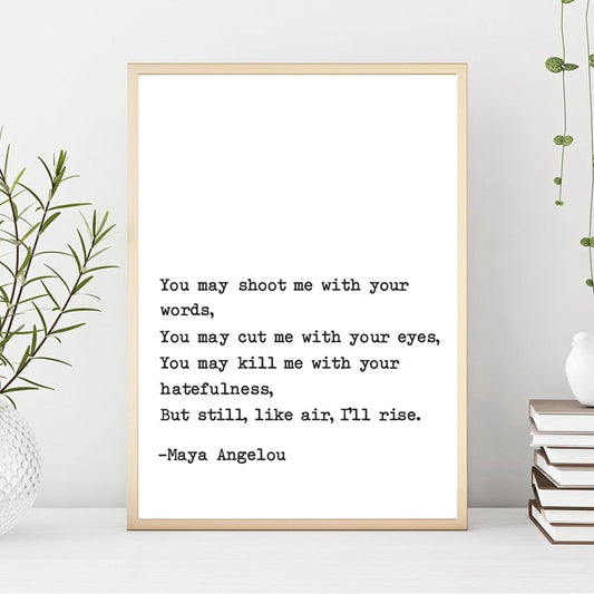 Still I Rise Quote By Maya Angelou Typewritten Canvas Print