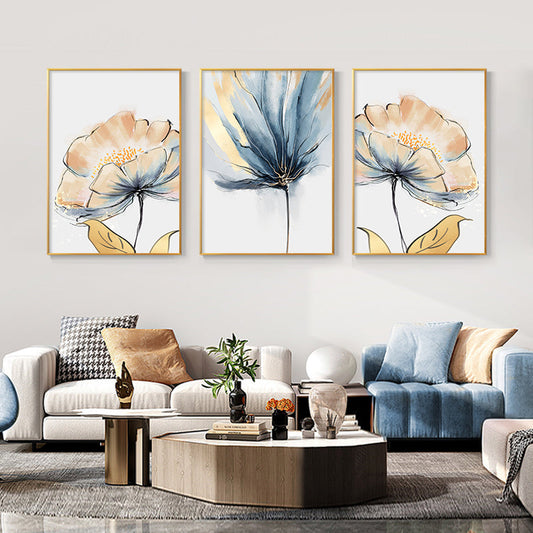 Golden Yellow Scandinavian Flower Wall Art