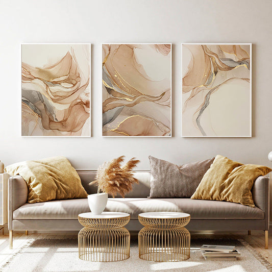 Abstract Beige Marble Canvas Print