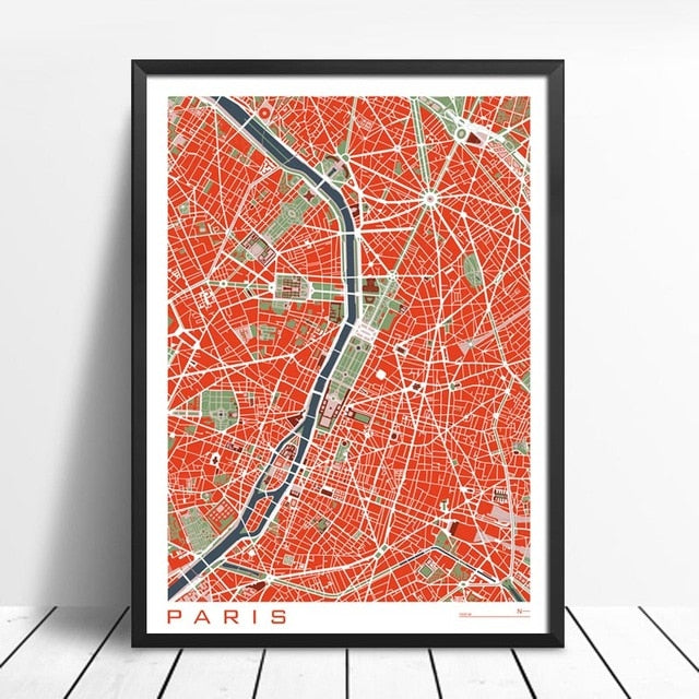 City Maps Wall Art Famous City Paris New London Stockholm Canvas Prints