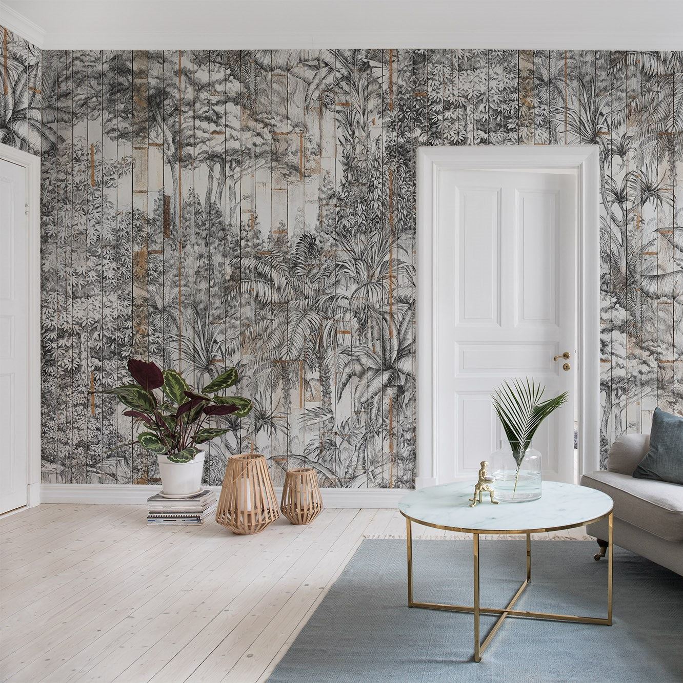 Tropical Jungle Bali Boards Mural Wallpaper (SqM)