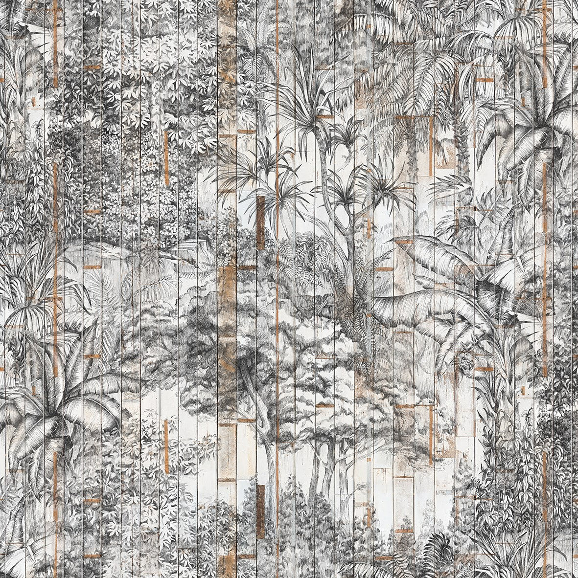 Tropical Jungle Bali Boards Mural Wallpaper (SqM)