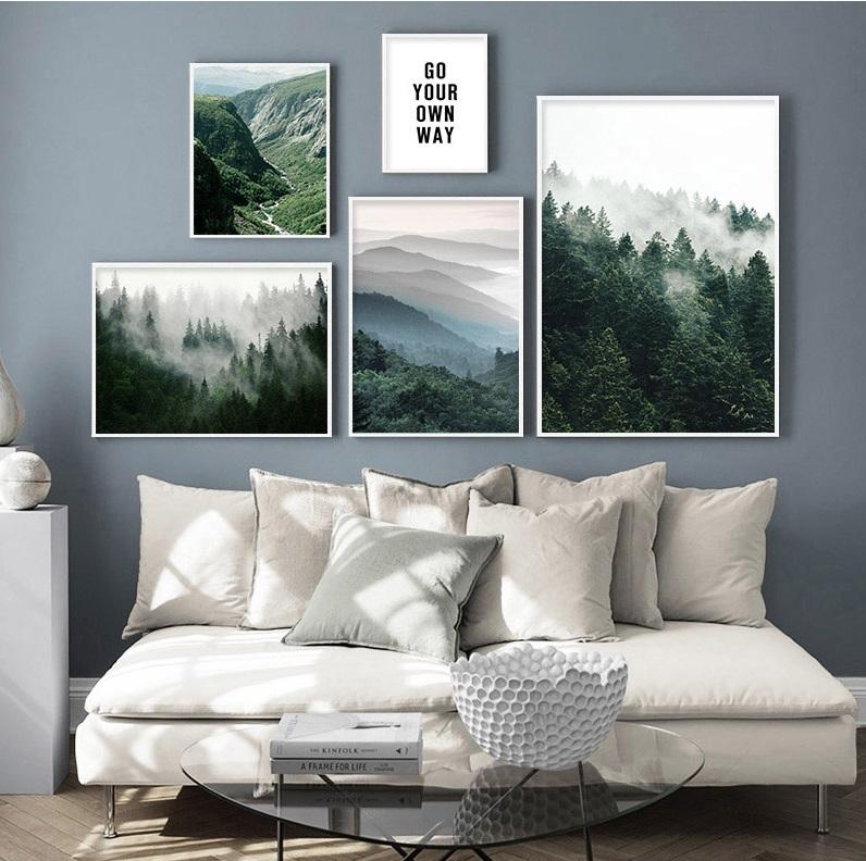 Scandinavian Forest Mists Scenery Canvas Print