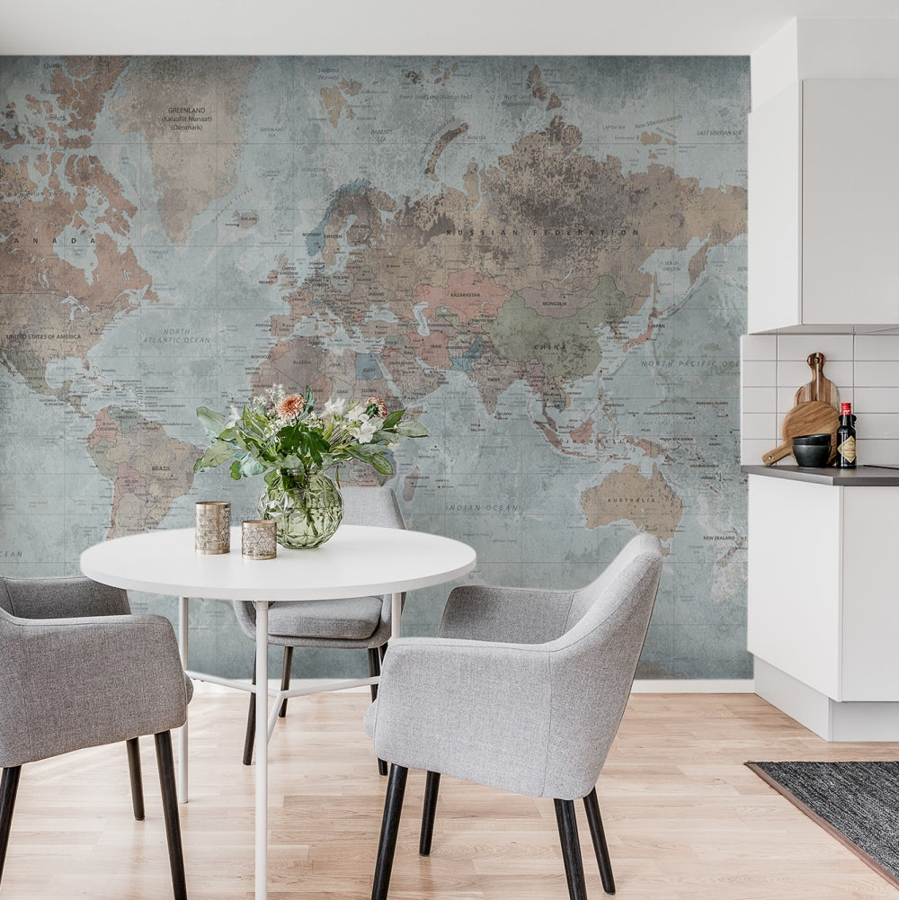 Around the World Map Earth Mural Wallpaper (SqM)