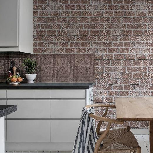 Boho Red Bricks Mural Wallpaper (SqM)