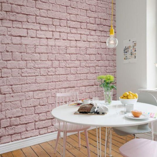 Soft Pink Bricks Mural Wallpaper (SqM)