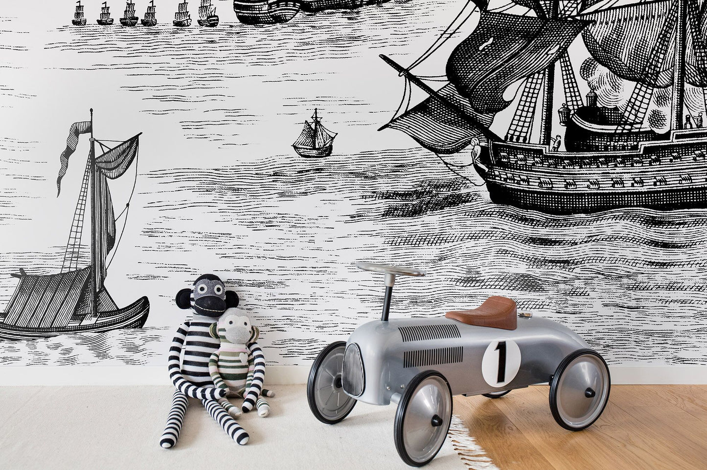 Pirates Adventure B&W Mural Wallpaper (SqM)