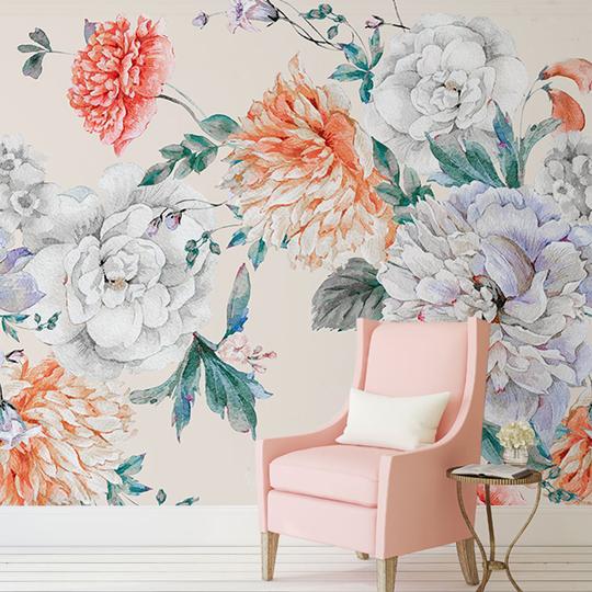 Blush Peonies Bouquet Mural Wallpaper (SqM)