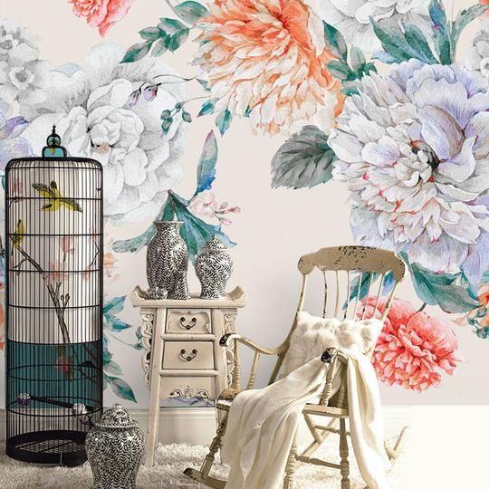 Blush Peonies Bouquet Mural Wallpaper (SqM)