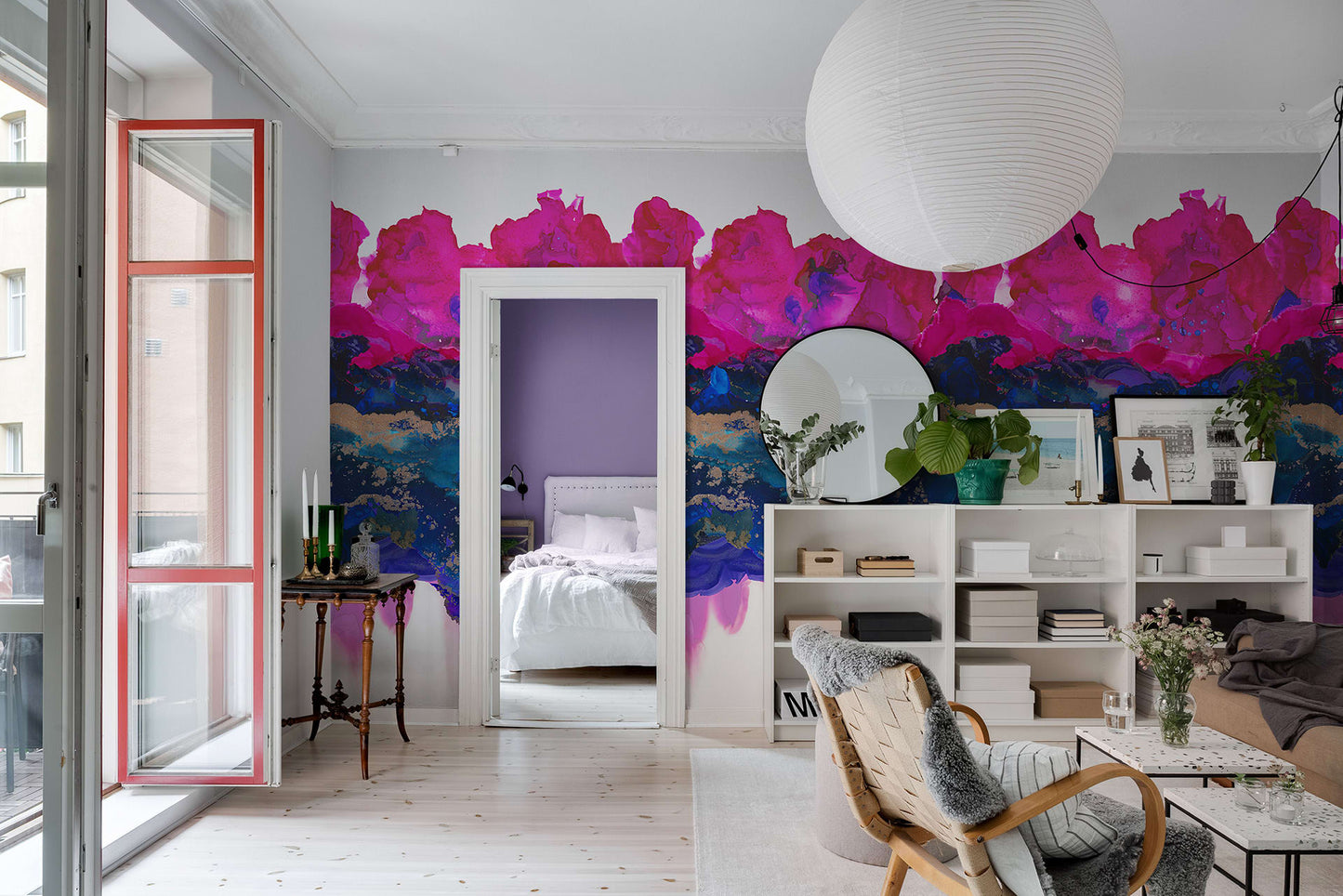 Abstract Art Donedo Magenta Mural Wallpaper (SqM)
