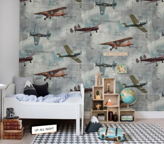 Retro Aero Show Mural Wallpaper (SqM)