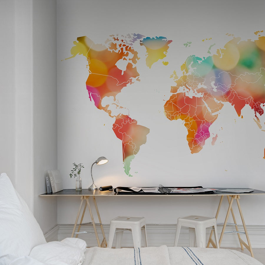 Your Own World Map Confetti Mural Wallpaper (SqM)