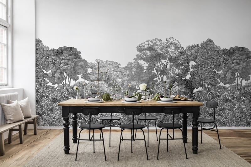 Bellewood Black & White Painting Wall Mural Wallpaper (SqM)