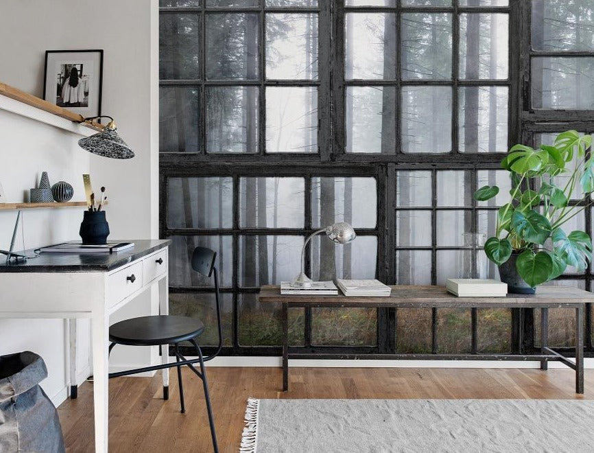 Cabin Forest View Mural Wallpaper (SqM)