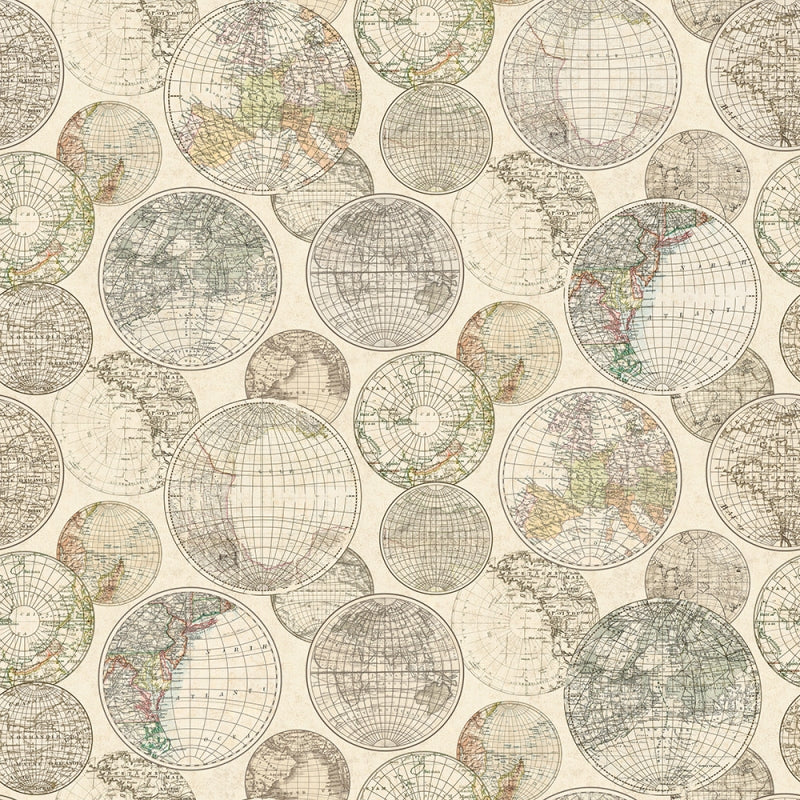 Globes Gathering Vintage Mural Wallpaper (SqM)