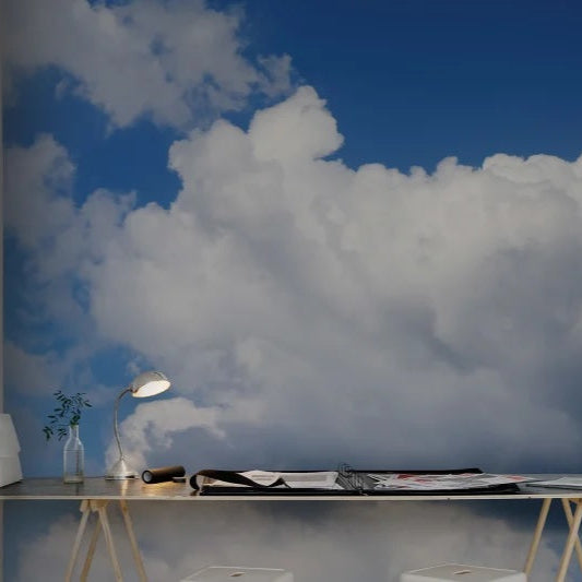 Happy Clouds Blue Mural Wallpaper (SqM)