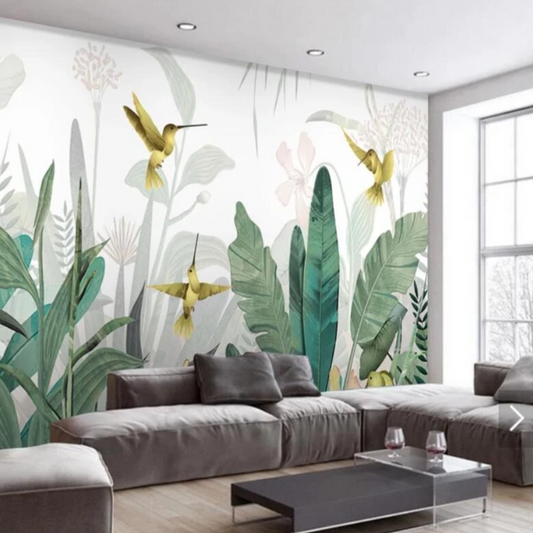 Heaven Birds Tropical Mural Wallpaper (SqM)
