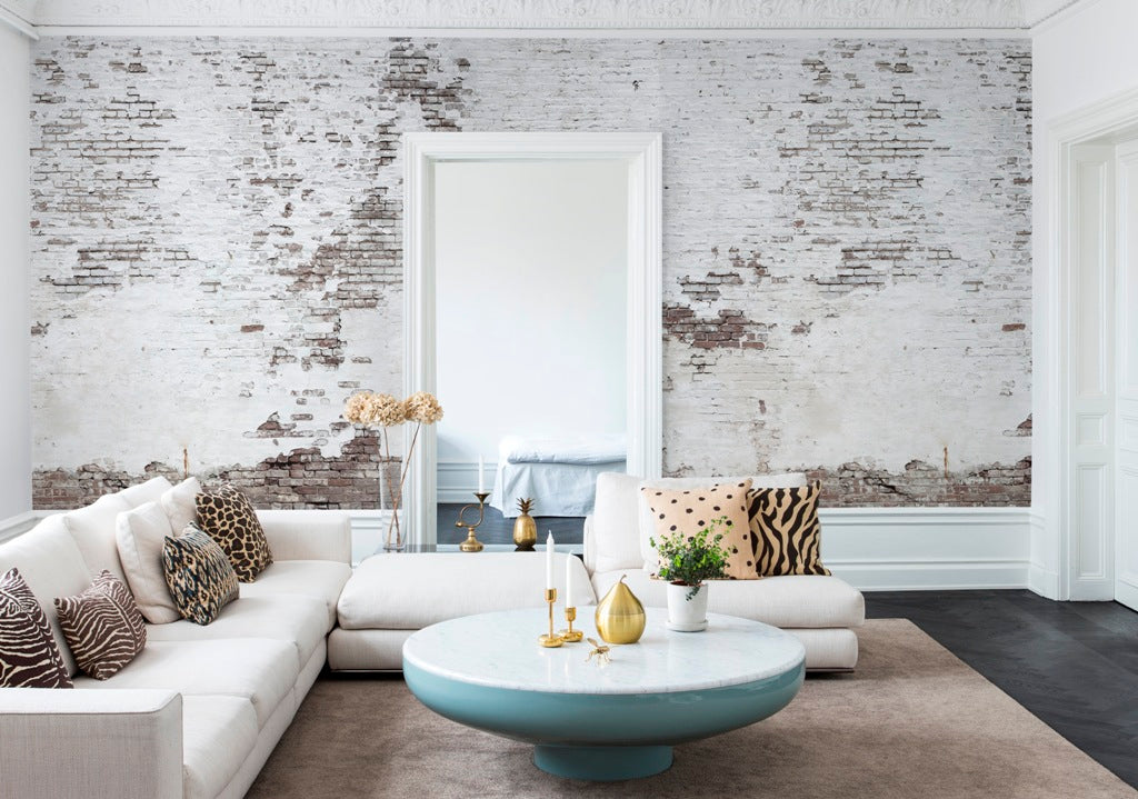 Industrial Ivory Bricks Mural Wallpaper (SqM)