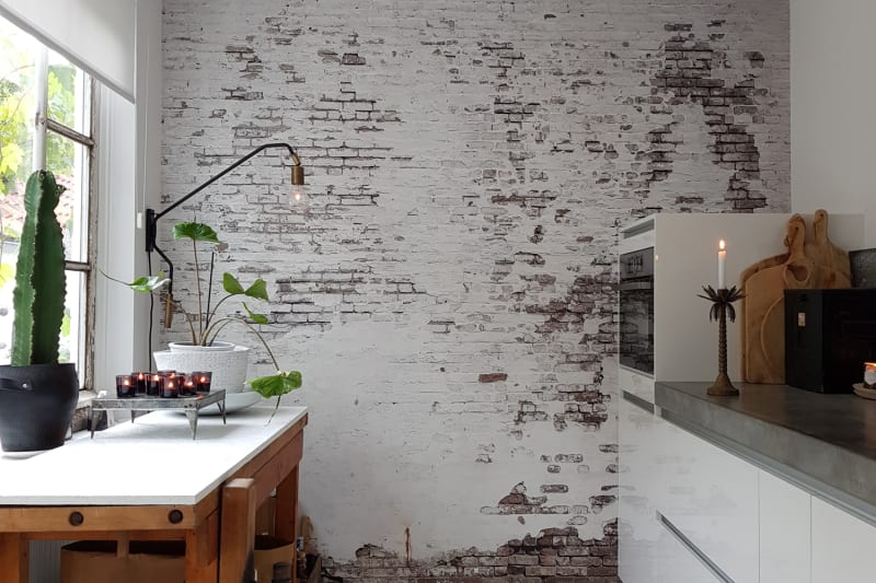 Industrial Ivory Bricks Mural Wallpaper (SqM)