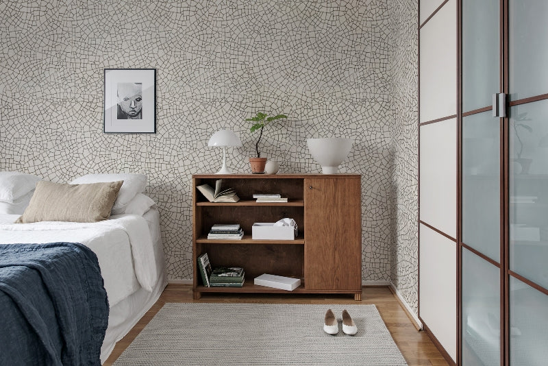 Raku Crackle Cream Mural Wallpaper (SqM)