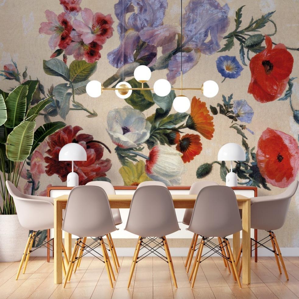 Pastel Summer Flowers Mural Wallpaper (SqM)