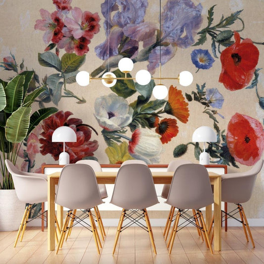 Pastel Summer Flowers Mural Wallpaper (SqM)