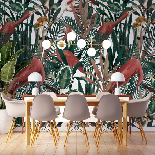 Jungle Pink Flamingos Mural Wallpaper (SqM)