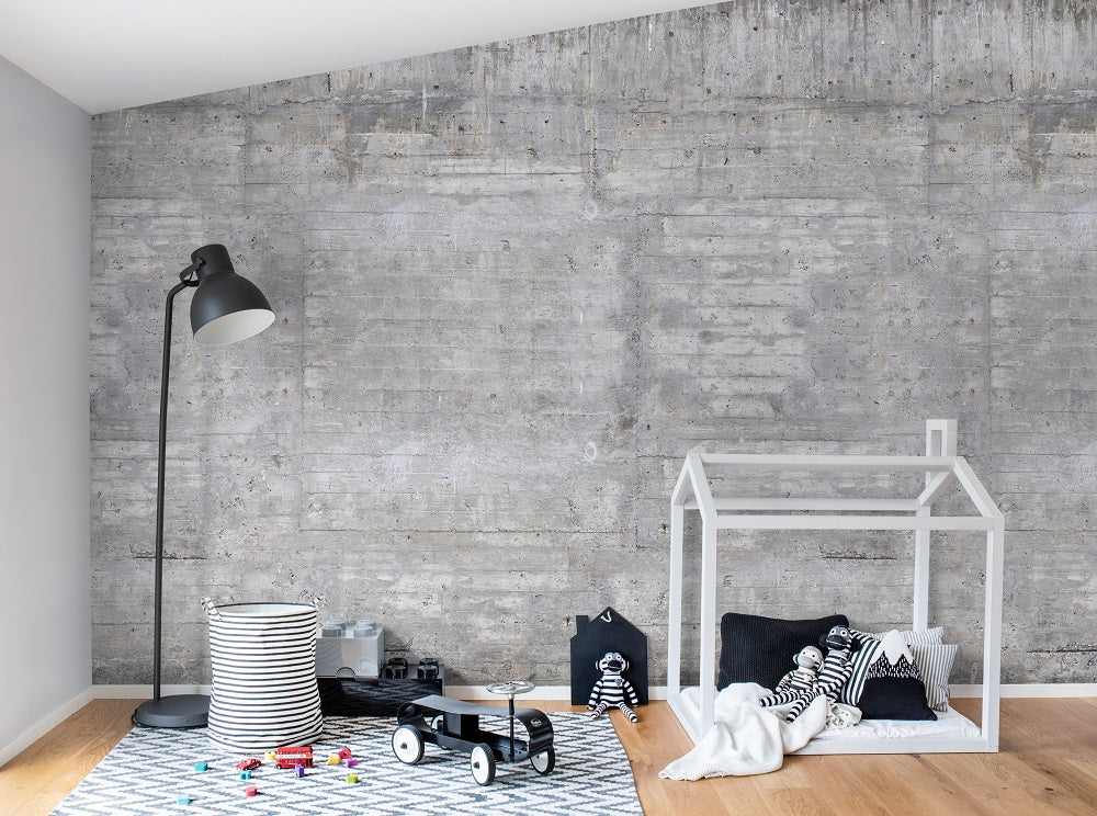 Wooden Grey Concrete Mural Wallpaper (SqM)