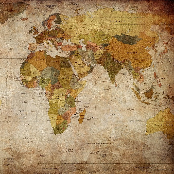 World Map Classic Vintage Mural Wallpaper (SqM)