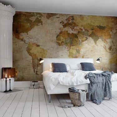 World Map Classic Vintage Mural Wallpaper (SqM)