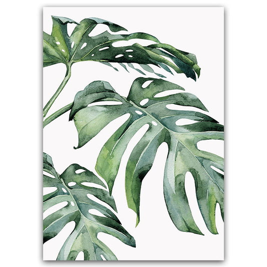 Monstera Green Leaves Wall Art
