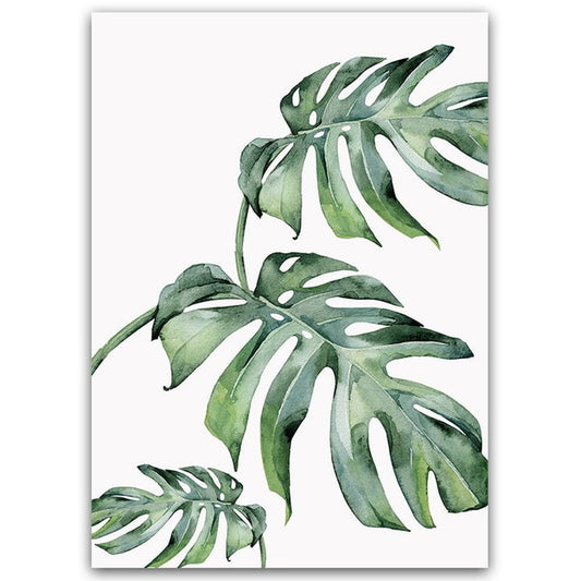 Monstera Trio Green Leaves Wall Art
